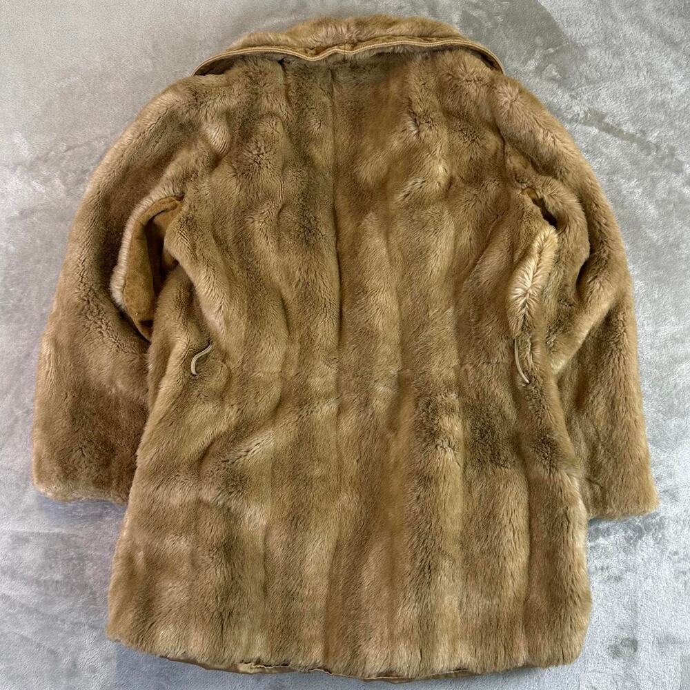 Vintage Grandella Faux Fur Coat Womens Size 12 Brown Plush Jacket Retro - Picture 2 of 6
